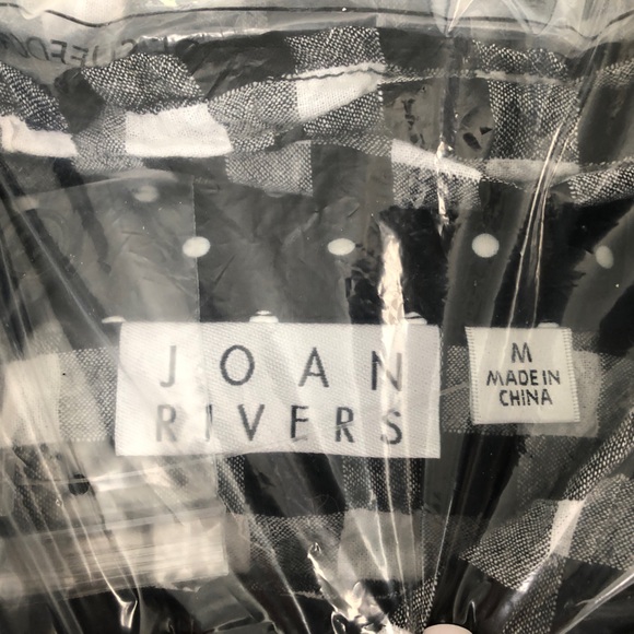 NWT Joan Rivers (from QVC) Gingham Short-Sleeve Shirt, Black & White, Size M - Picture 8 of 8